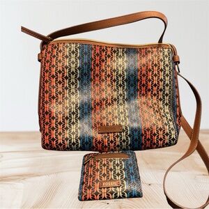 Fossil  Medium Crossbody PVC Purse colorful - with matching wallet